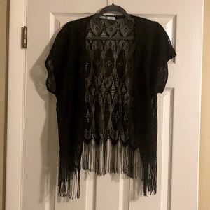 Large Maurices Black coverup with fringe